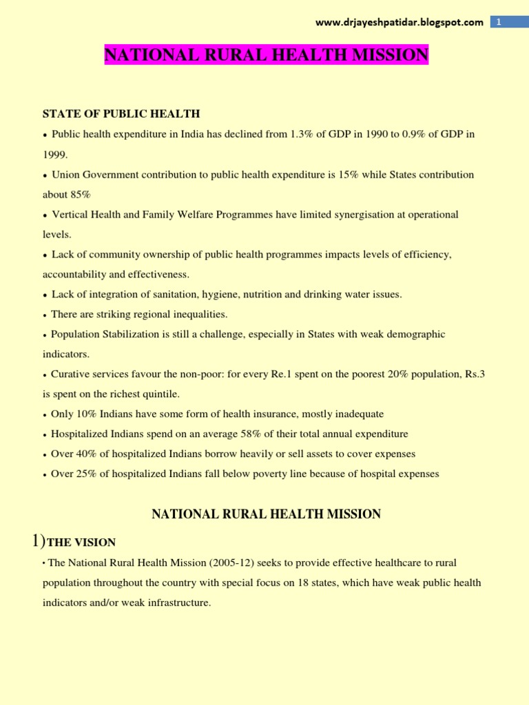 National Rural Health Mission Overview | PDF | Health Care | Public Health