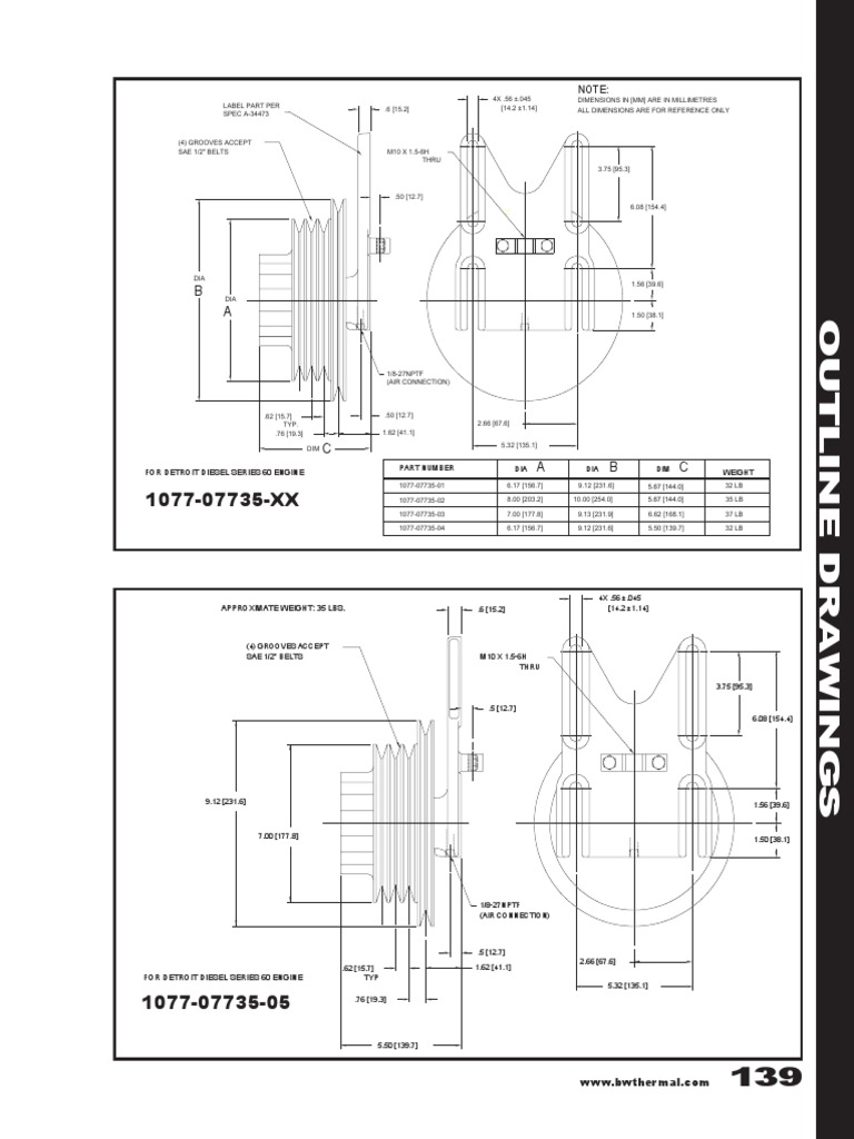 Borg Warner Outline Drawings 1077-07 Series | PDF | Machines ...