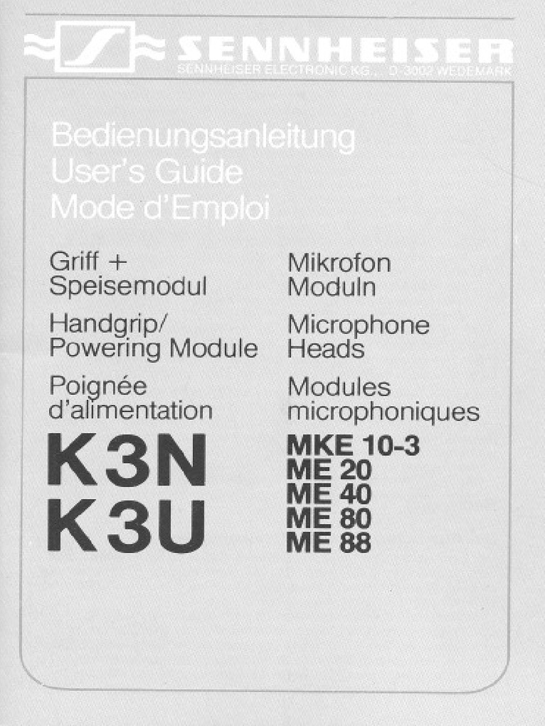Sennheiser K3N K3U PDF