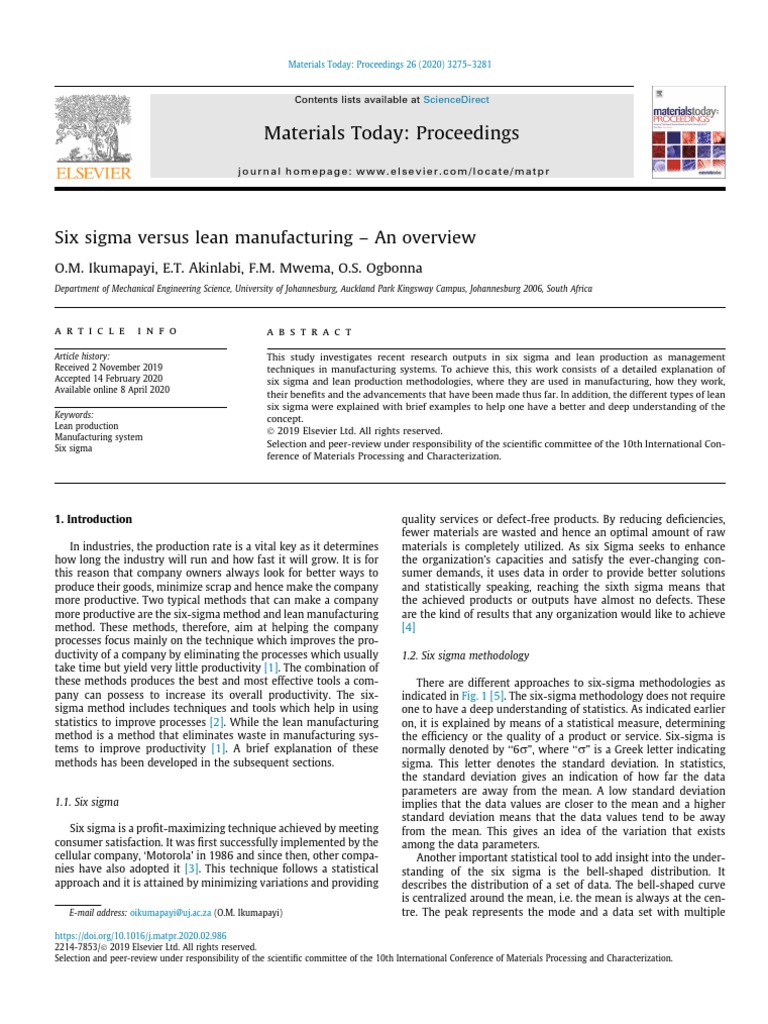 Six Sigma vs. Lean Manufacturing Overview | PDF | Design For Six Sigma ...