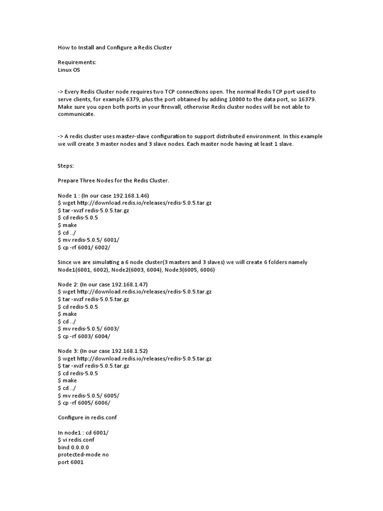 How To Install and Configure A Redis Cluster | PDF | Computer Cluster ...