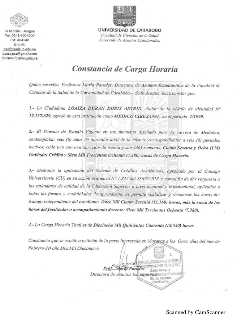 Constancia de Carga Horaria | PDF