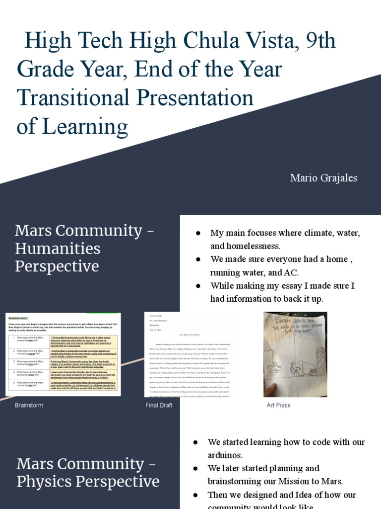 9th Grade Learning Reflection: Mars Project | PDF | Brainstorming ...