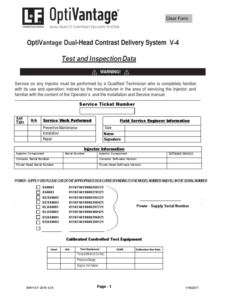 Opti Vantage Dual-Head Contrast Delivery System V-4: Test and ...