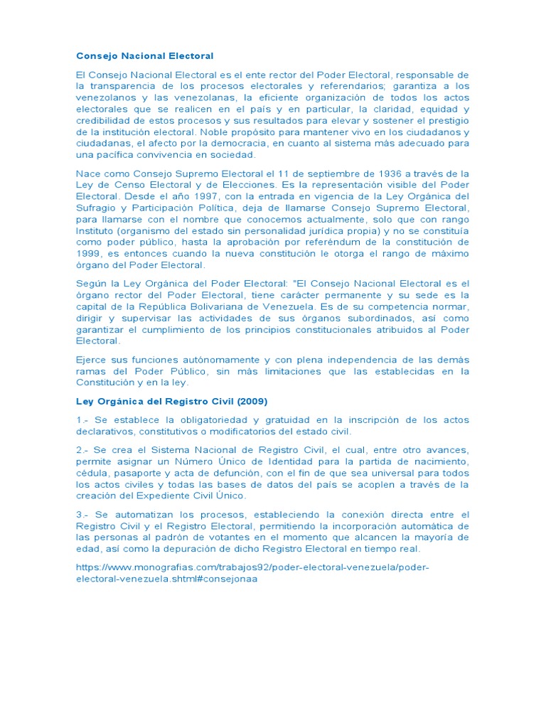 Consejo Nacional Electoral | PDF | Elecciones | Política