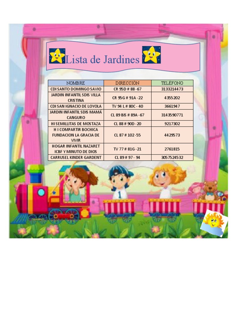 Lista de Jardines Infantiles en Colombia | PDF