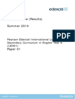 Mark Scheme (Results) Summer 2014: Pearson Edexcel International Lower Secondary Curriculum in English Year 9 (LEH01)