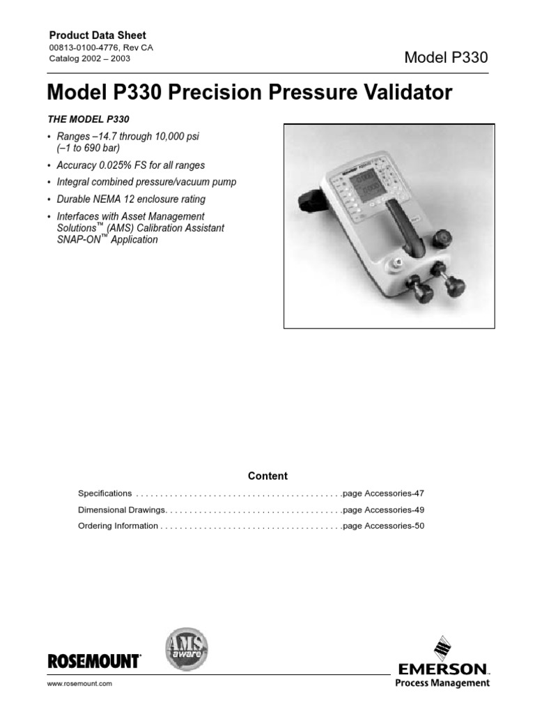 Model P330 Precision Pressure Validator | PDF | Calibration | Accuracy ...