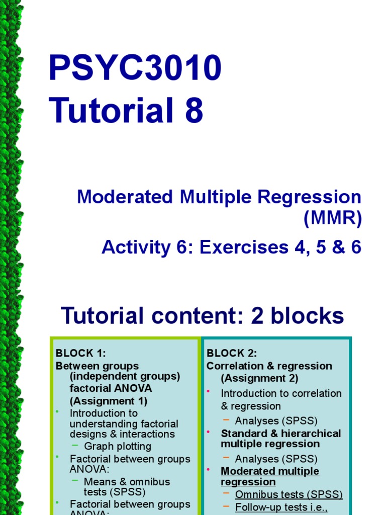 Moderated Multiple Regression Tutorial | PDF | Dependent And ...
