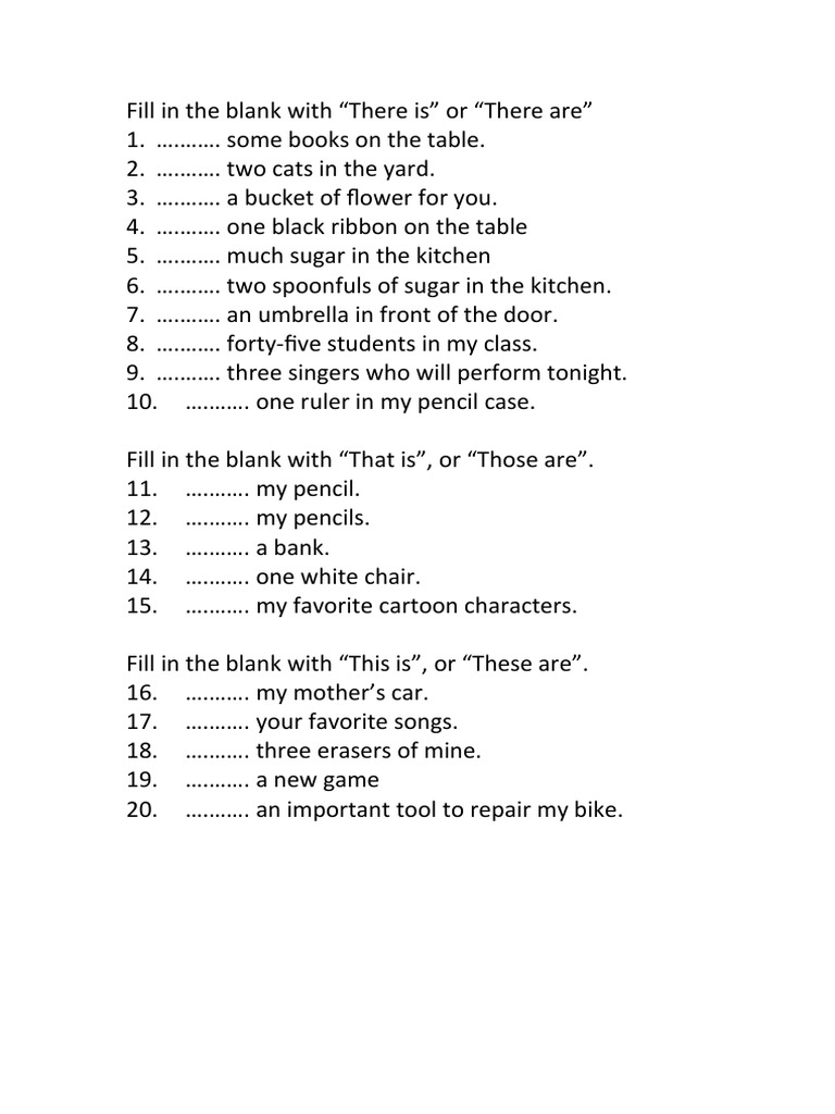 Latihan Soal There Is There Are This These That Those | PDF