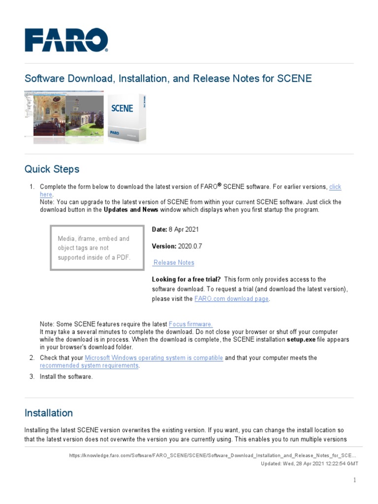 Software Download, Installation, and Release Notes For SCENE | PDF ...