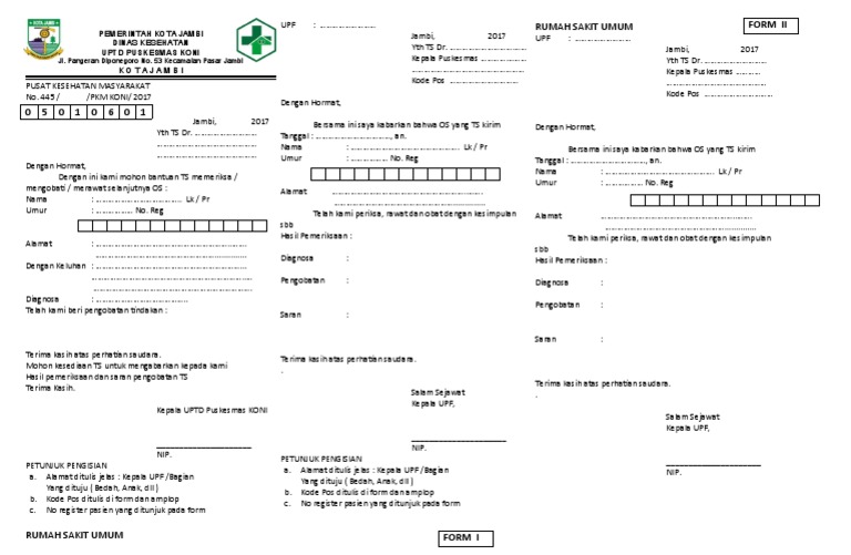 Contoh Surat Rujukan Puskesmas | PDF