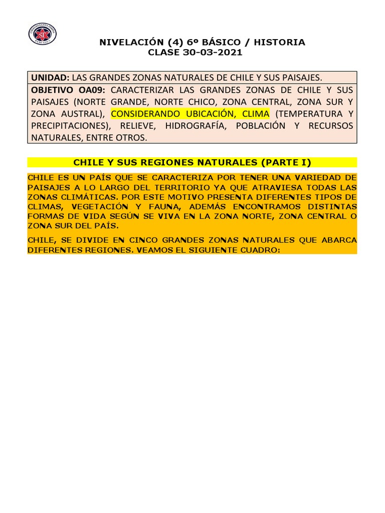 Zonas Naturales de Chile: Climas y Paisajes | PDF | Clima | Chile