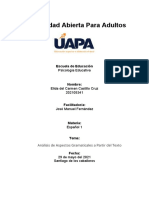 Análisis gramatical de texto sobre nubes