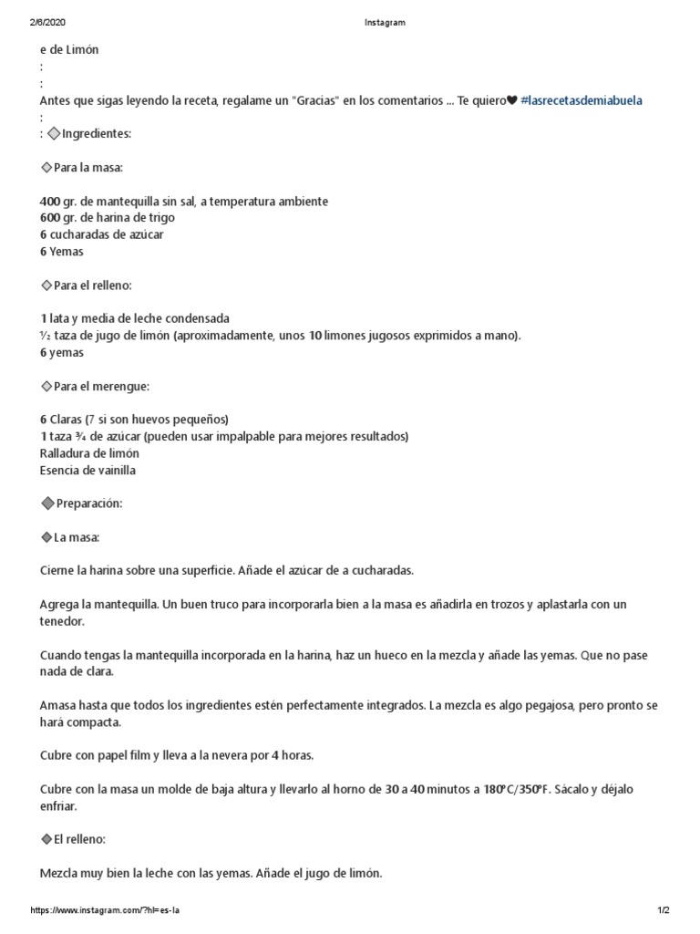 RECETA PIE de Limon PDF