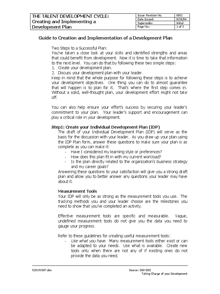 Talent Development Plan Guide | PDF | Performance Appraisal | Goal