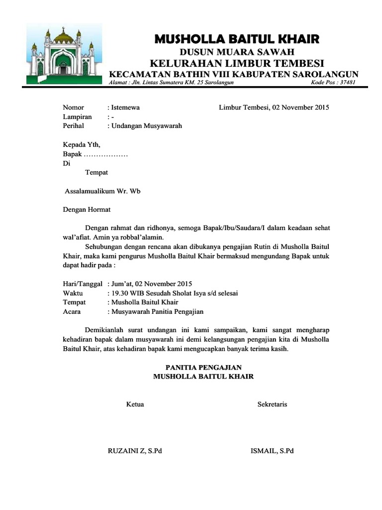 Undangan Rapat Musholla
