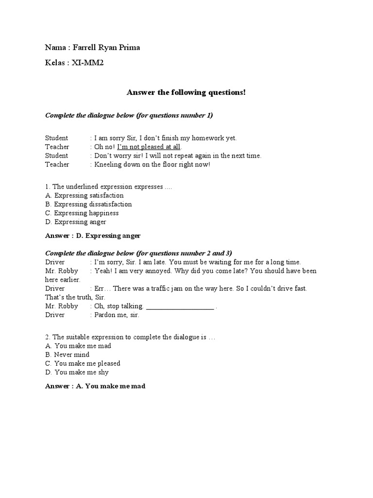 Dialogue Completion Exercises for Students | PDF | Foreign Language Studies