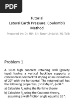 Tutorial Lateral Earth Pressure: Coulomb's Method: Prepared By: Dr. Hjh. Siti Noor Linda Bt. Hj. Taib