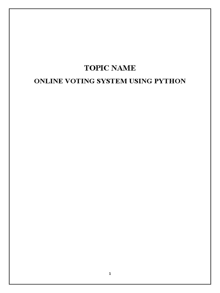 Online Voting System Using Python | PDF | Feasibility Study ...