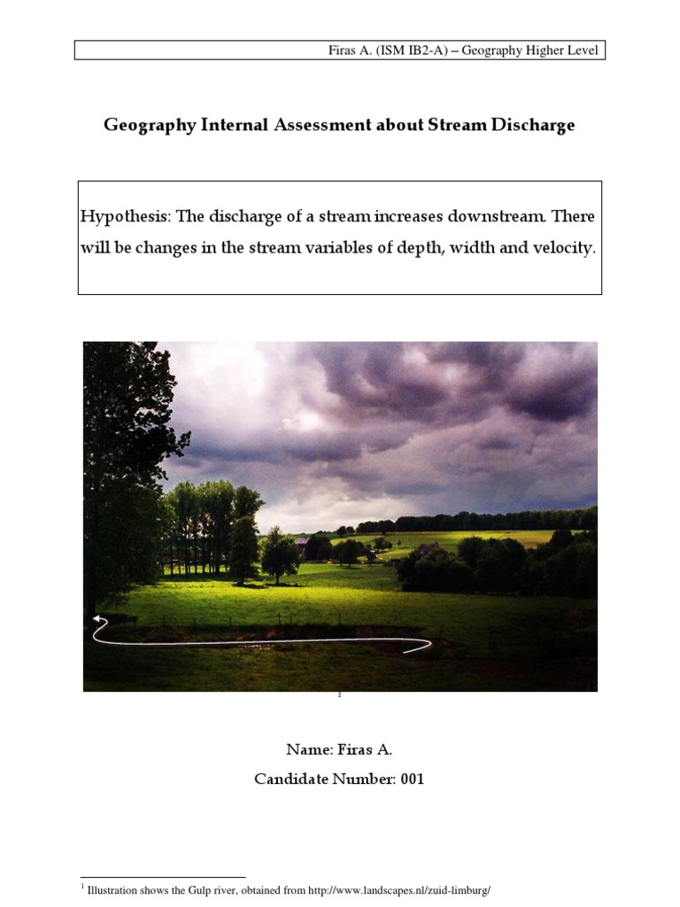 Geography Internal Assessment about Stream Discharge River