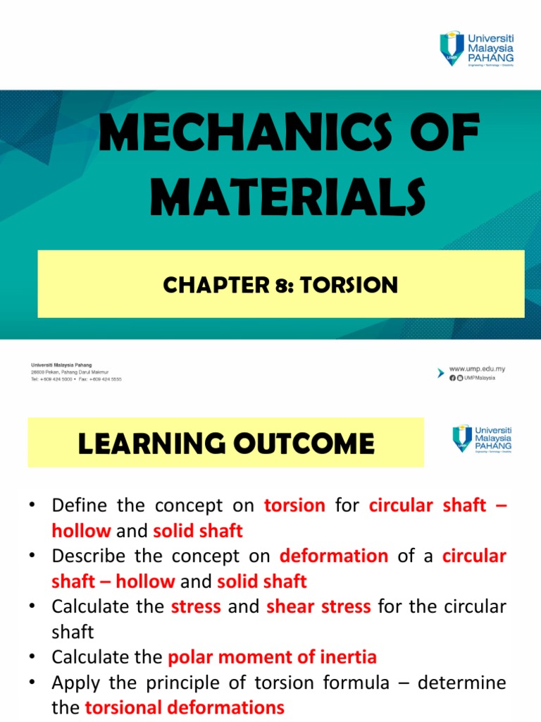 Mechanics of Materials: Chapter 8: Torsion | PDF | Stress (Mechanics ...