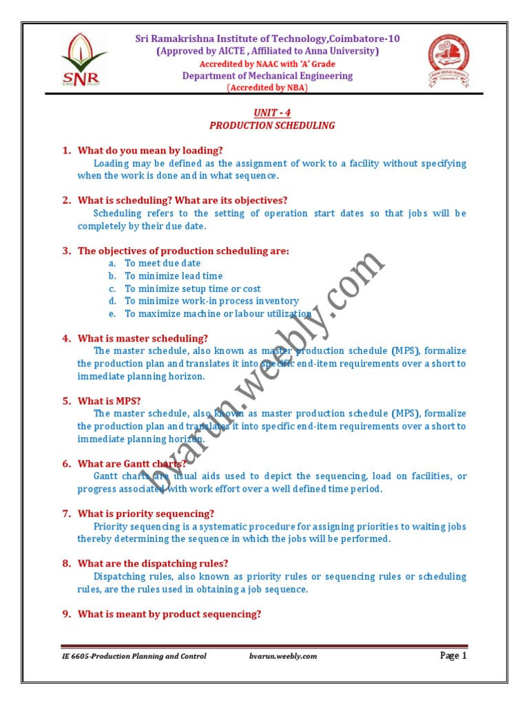 Production Scheduling Techniques Explained | PDF | Scheduling ...