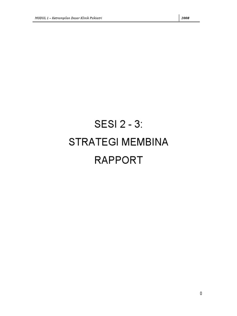 Strategi Membangun Rapport Psikiatri | PDF | Pengembangan Diri