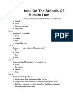 Questions On The Schools of Muslim Law