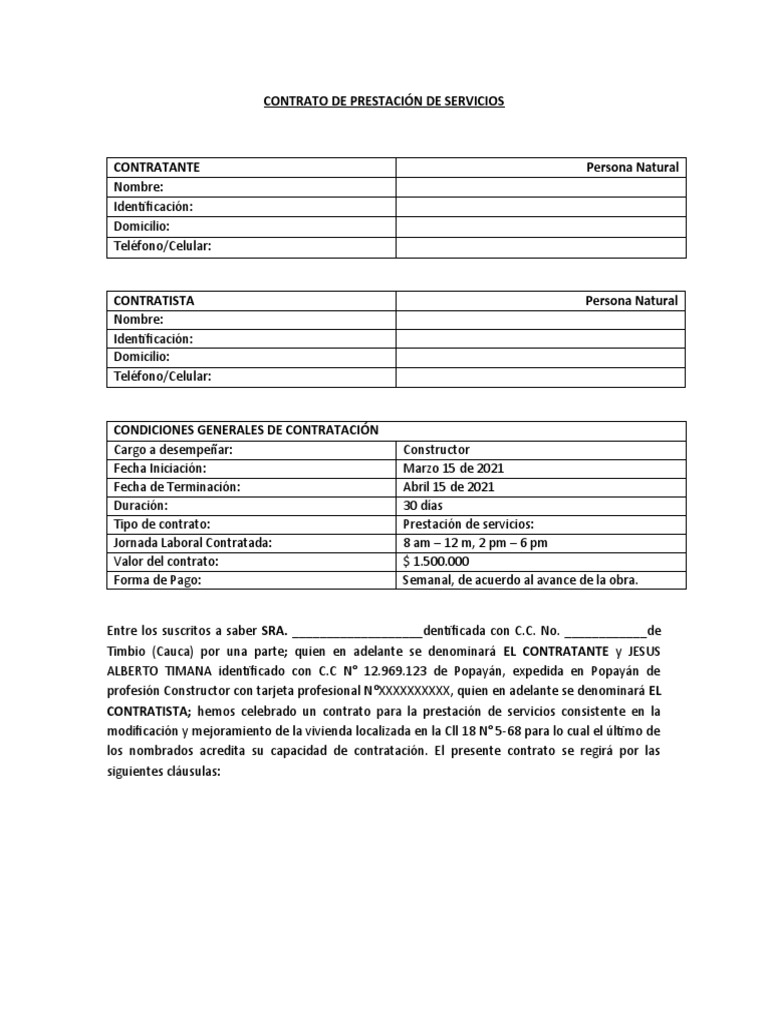 Contrato de Servicios de Construcción | PDF | Finanzas y dinero | Derecho
