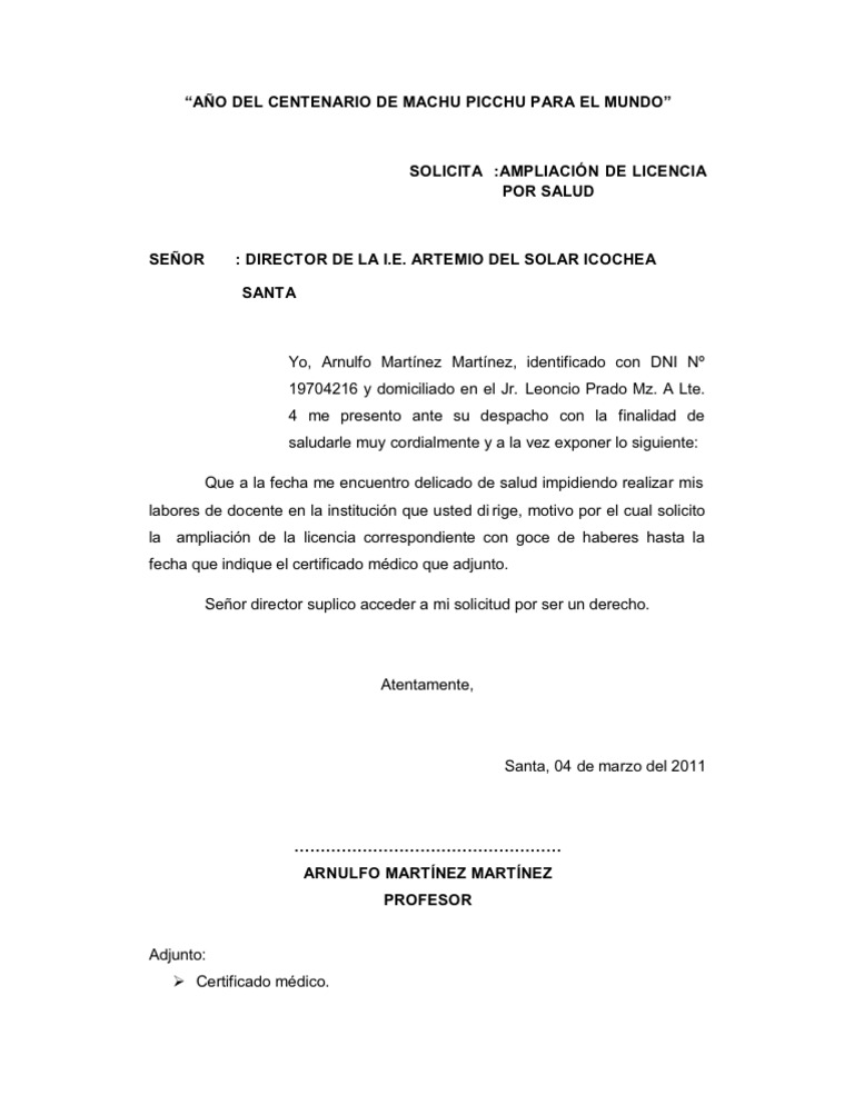 Solicita licencia por salud