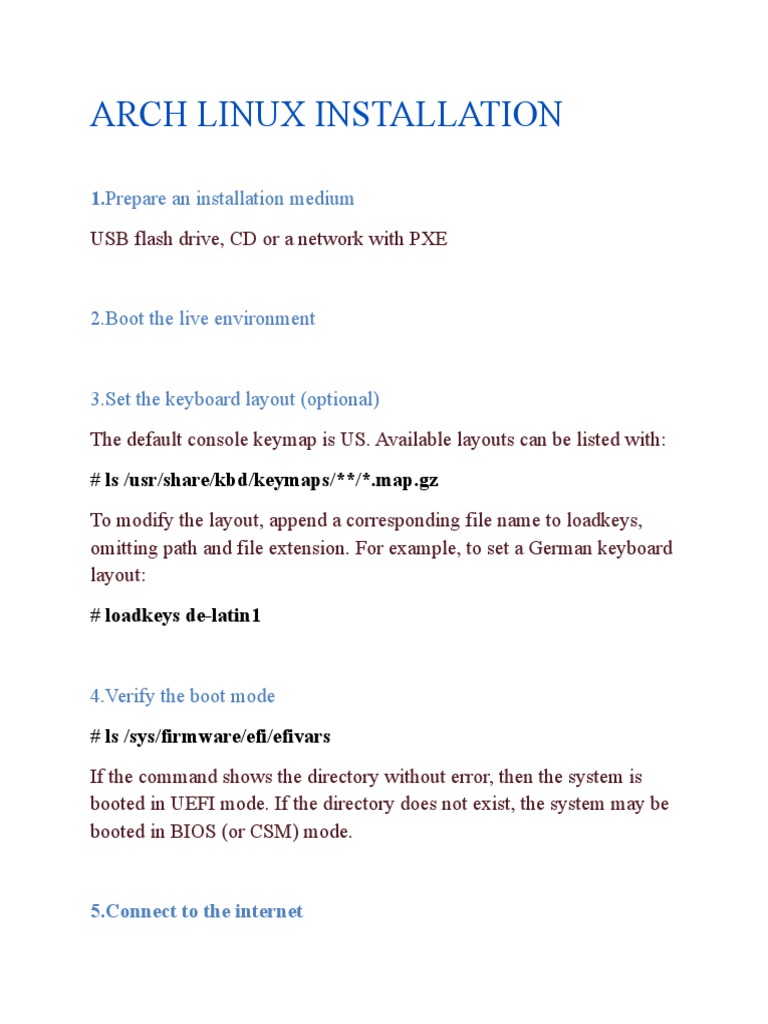 Arch Linux Installation 1.prepare An Installation Medium PDF