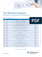 TÜV Rheinland Academy: 2021 Professional Training Schedule - Virtual Classroom