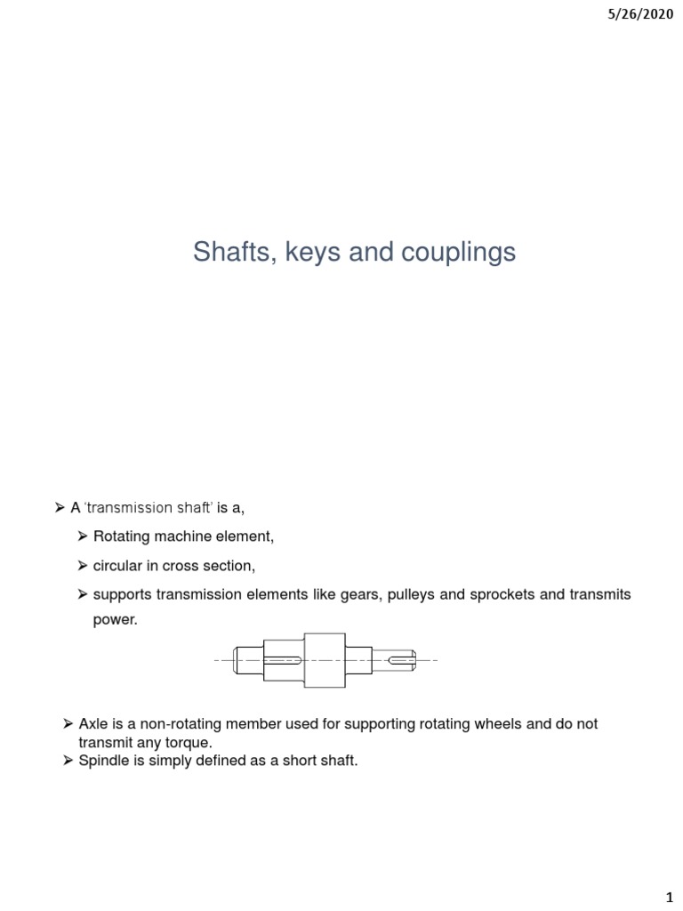 Shafts, Keys and Couplings PDF Mechanics Machines