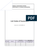 List Codes of Equipment: Design Iv Machinery System Department of Marine Engineering