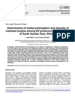Determinants of Market Participation and Intensity of Marketed Surplus Among Teff Producers in Dera District of South Gondar Zone, Ethiopia