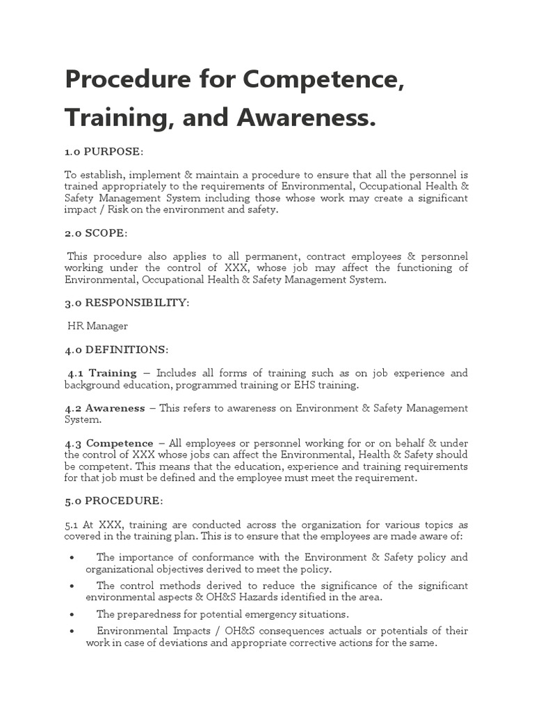 Competency and Training Procedure | PDF | Competence (Human Resources ...