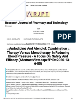RJPT - Amlodipine And Atenolol_ Combination Therapy Versus Monotherapy In Reducing Blood Pressure - A Focus On Safety And Efficacy