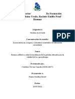 Informe Sobre La Importancia de La Gestion de Aula para La Calidad de Enseñanza