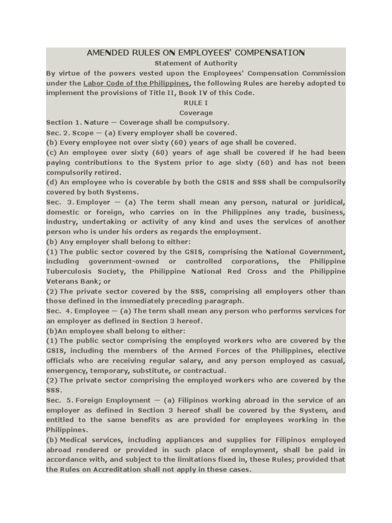 Amended Employees' Compensation Rules | PDF | Employment | Salary