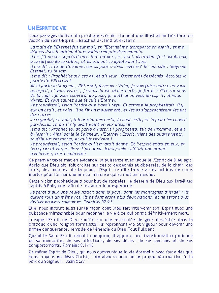Un Esprit de Vie | PDF | Saint-Esprit | Résurrection