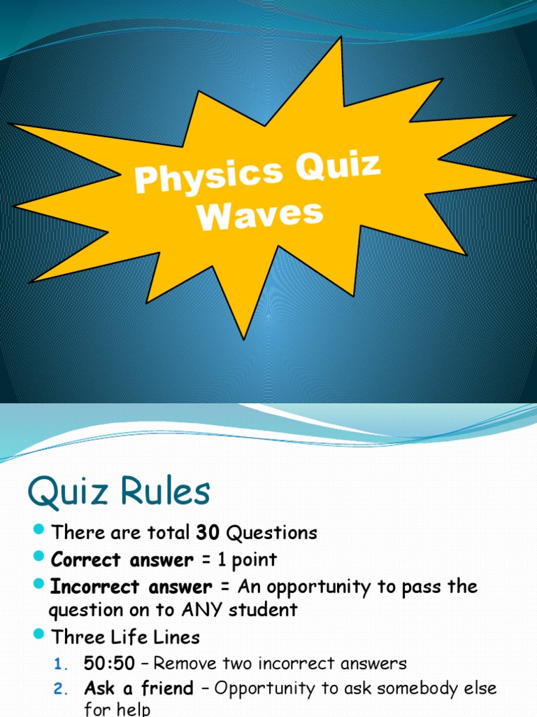 Physics Quiz PDF Spectrum Waves