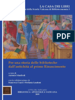 Manfredi (Ed.), Per Una Storia Delle Biblioteche Dall Antichita Al Primo Rinascimento 2019
