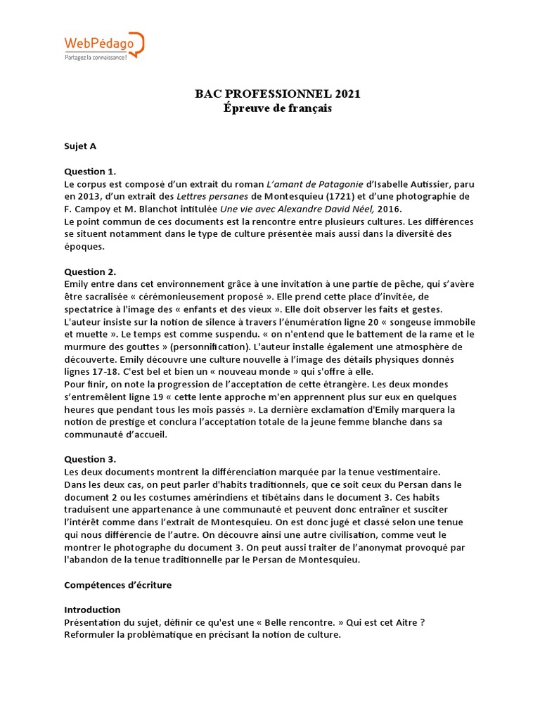 Sujet Bac Pro Français Le Jeu Corrigé Bac Pro 2021 - Epreuve de Francais Corrige | PDF | Rhétorique | Langues