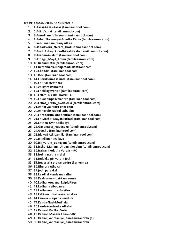 List of RC Novels Downloaded PDF
