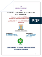 Banking & Financial Stement at HDFC Bank LTD