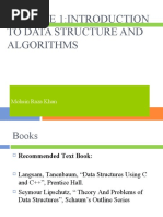 Lecture 1:introduction To Data Structure and Algorithms: Mohsin Raza Khan