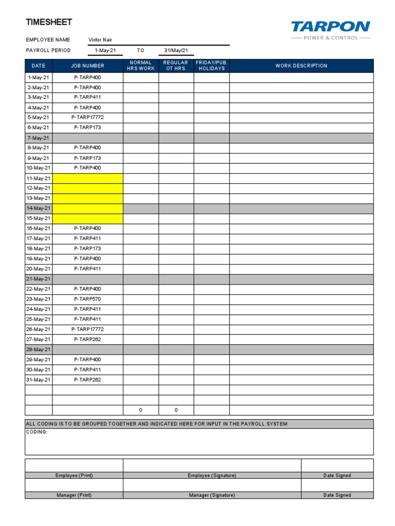 Time Sheet June 2020 | PDF