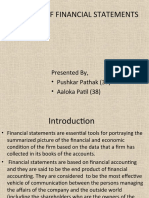 Analysis of Financial Statements: Presented By, - Pushkar Pathak (37) - Aaloka Patil