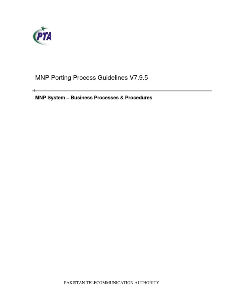 MNP Porting Process Guidelines v7.9.5 | PDF | Prepaid Mobile Phone ...